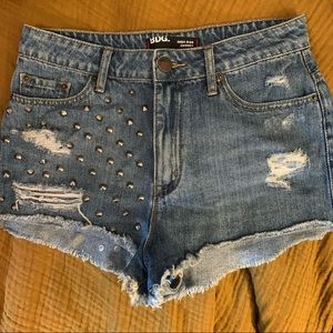 BDG Urban Outfitters High Rise Cheeky Studded Stretch Denim Shorts